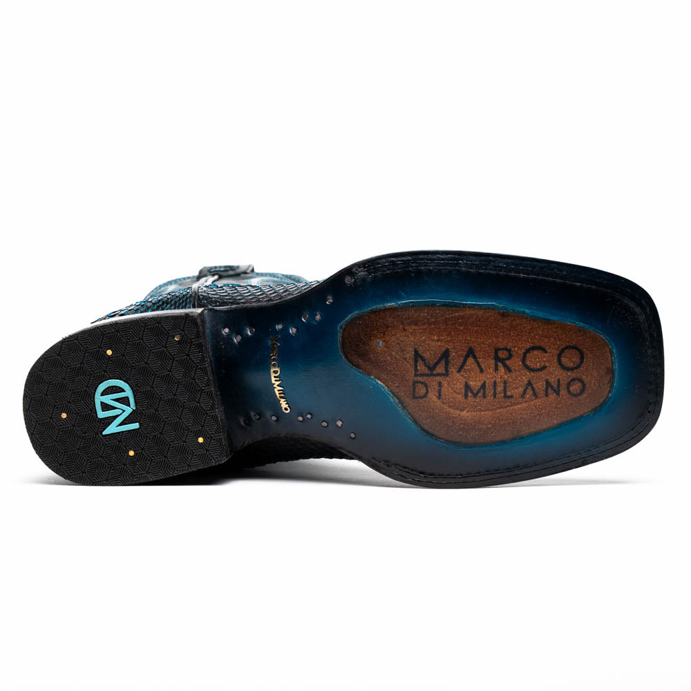 Marco Di Milano Missouri Black / Blue Python Square Toe Cowboy Boots - Image 4