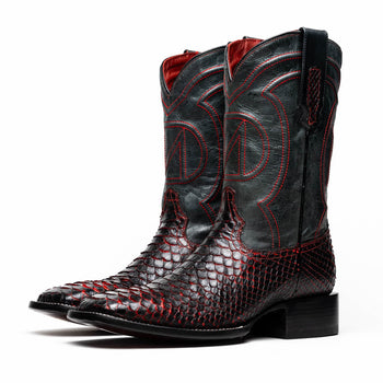 Marco Di Milano Missouri BlackCherry Python Square Toe Cowboy Boots - Image 3