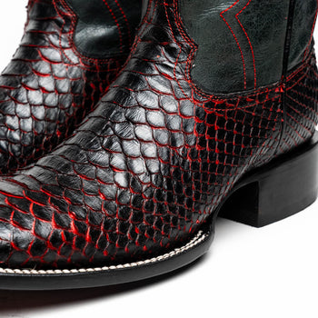 Marco Di Milano Missouri BlackCherry Python Square Toe Cowboy Boots - Image 4