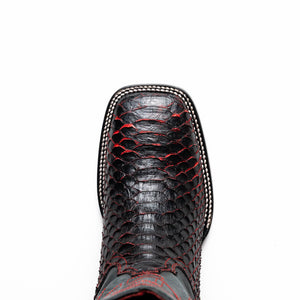 Marco Di Milano Missouri BlackCherry Python Square Toe Cowboy Boots