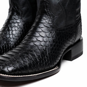 Marco Di Milano Missouri Black Python Square Toe Cowboy Boots