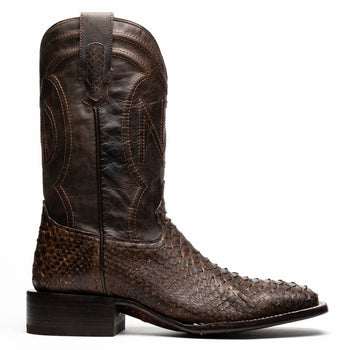 Marco Di Milano Missouri Brown Python Square Toe Cowboy Boots - Image 2