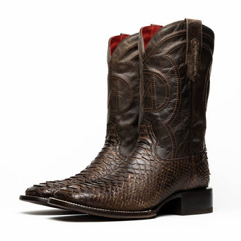 Marco Di Milano Missouri Brown Python Square Toe Cowboy Boots - Image 3