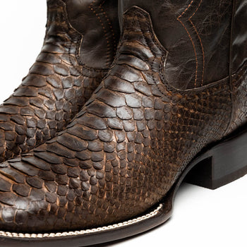 Marco Di Milano Missouri Brown Python Square Toe Cowboy Boots - Image 4