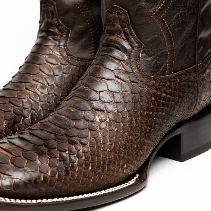 Marco Di Milano Missouri Brown Python Square Toe Cowboy Boots