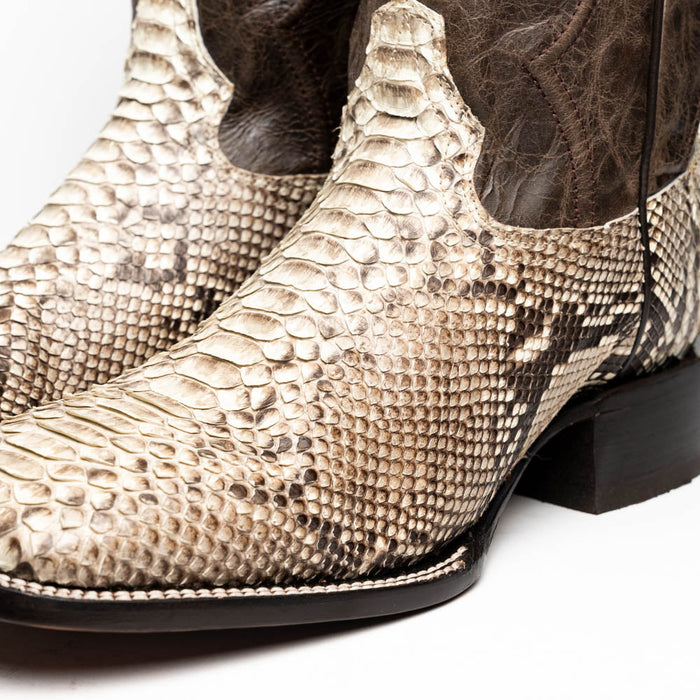 Marco Di Milano Missouri Natural Python Square Toe Cowboy Boots