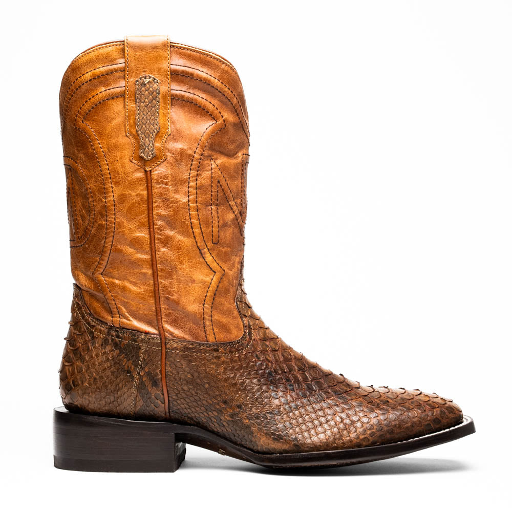 Marco Di Milano Missouri Cognac Python Square Toe Cowboy Boots - Image 2