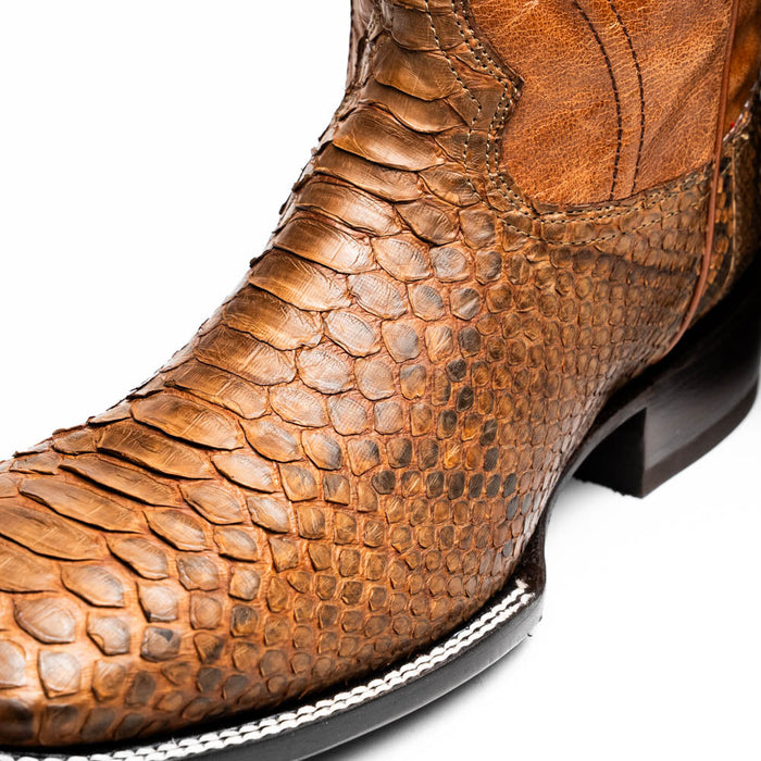 Marco Di Milano Missouri Cognac Python Square Toe Cowboy Boots - Image 3