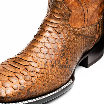 Marco Di Milano Missouri Cognac Python Square Toe Cowboy Boots - Image 3