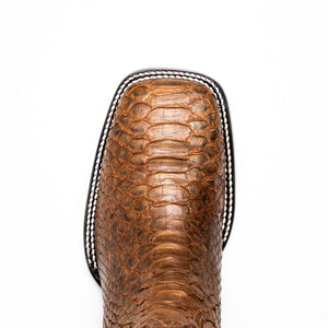 Marco Di Milano Missouri Cognac Python Square Toe Cowboy Boots