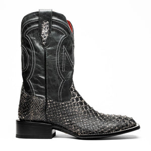Marco Di Milano Missouri Stone White Python Square Toe Cowboy Boots