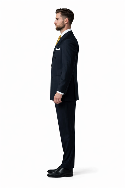 Mix And Match Suits Men's Suit Separates Wool Fabric Navy Blue And White Stripe Suit By Alberto Nardoni Brand