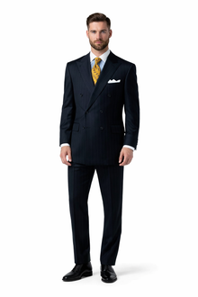 Mix And Match Suits Men's Suit Separates Wool Fabric Navy Blue And White Stripe Suit By Alberto Nardoni Brand