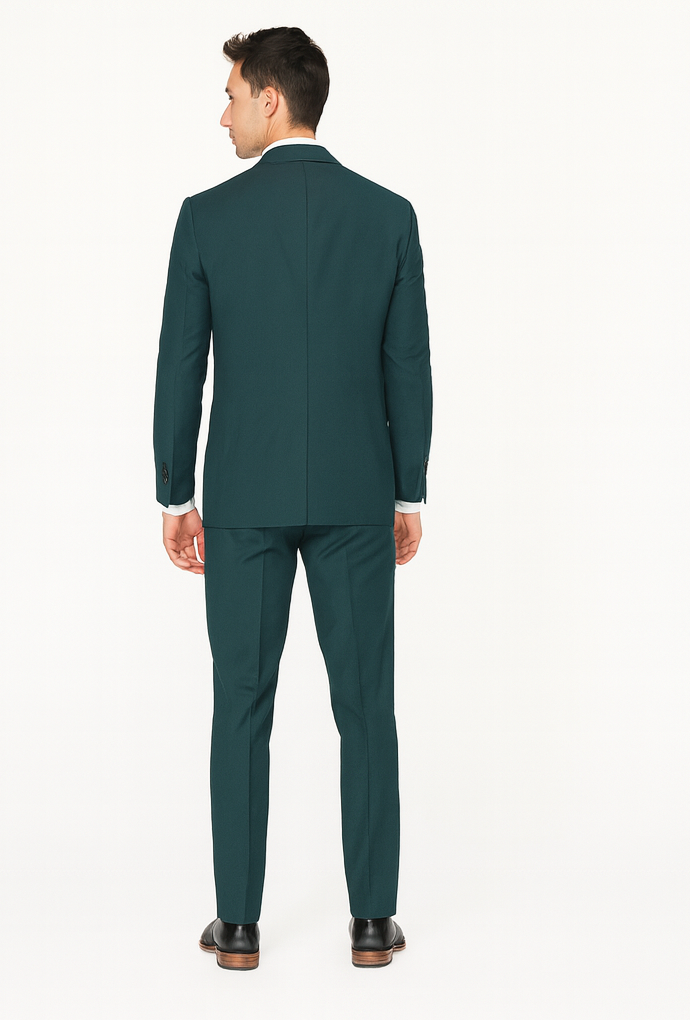 Men's Teal Green Front Flap Pockets Suit - Image 2