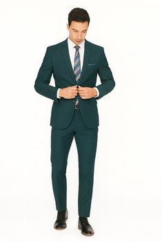 Men's Teal Green Front Flap Pockets Suit - Image 8