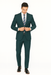 Mix and Match Suits Men's Teal Green Slim Fit Pick Stitched 2 Button Suit