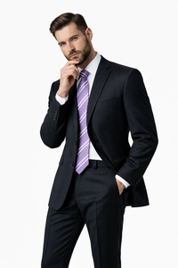 Mix and Match Suits Suit Separate Men's Charcoal Pinstripe 100% Wool Suit Charcoal