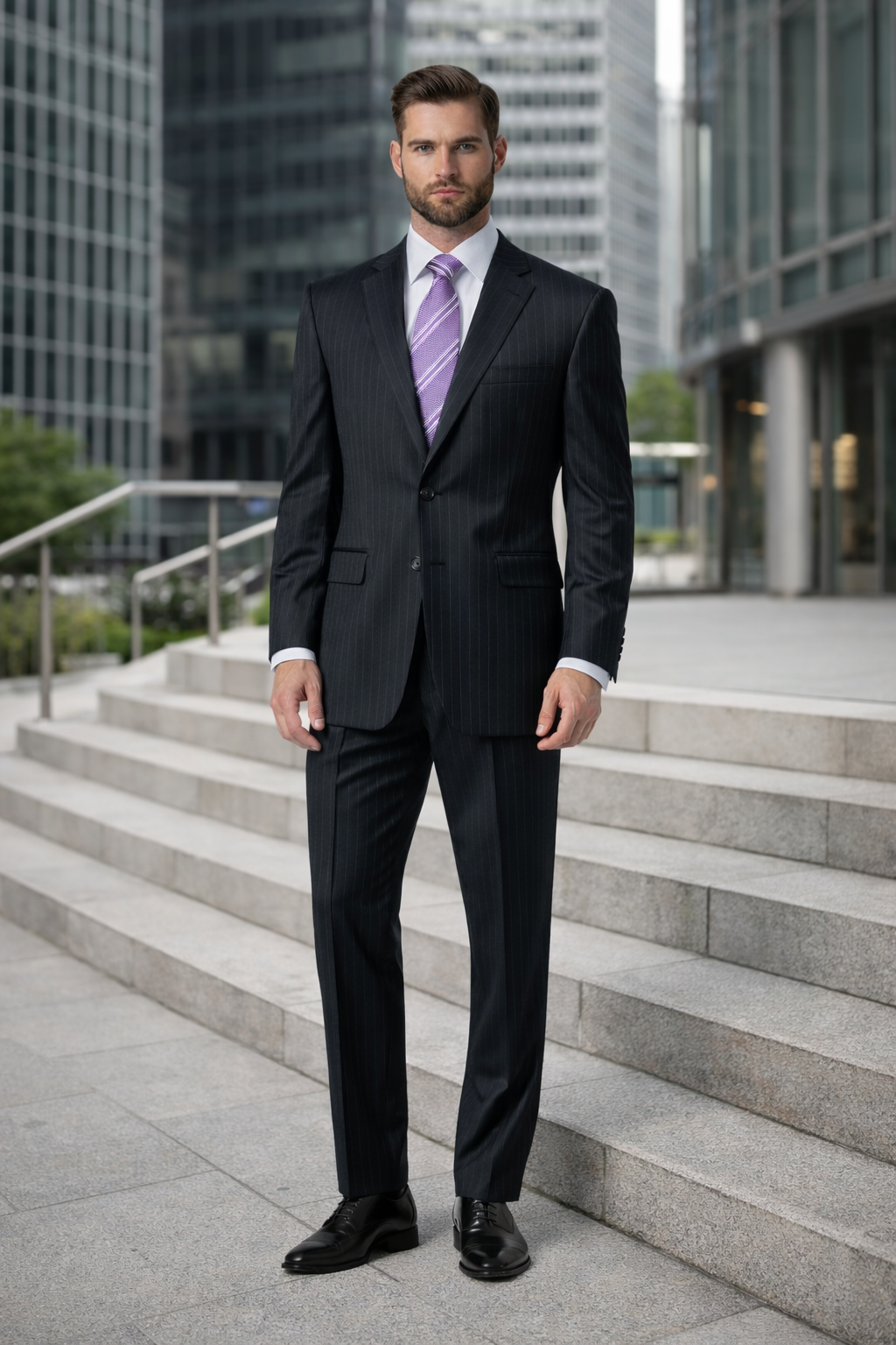 Mix and Match Suits Suit Separate Men's Charcoal Pinstripe 100% Wool Suit Charcoal