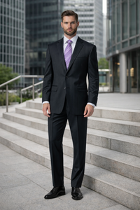 Mix and Match Suits Suit Separate Men's Charcoal Pinstripe 100% Wool Suit Charcoal