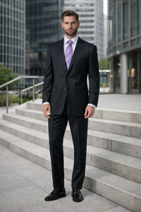 Mix and Match Suits Suit Separate Men's Charcoal Pinstripe 100% Wool Suit Charcoal