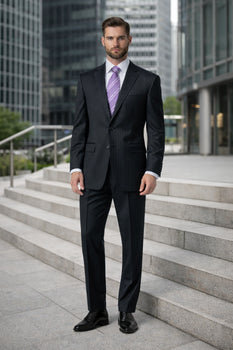 Mix and Match Suits Suit Separate Men's Charcoal Pinstripe 100% Wool Suit Charcoal