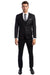 Black Men's Slim Fit Two Button Vested Suit - Solid Basic Color