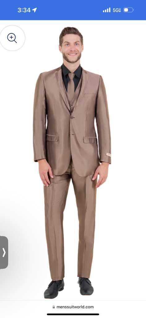 Men’s Bronze Brown Mocco 3 Piece Suit – Modern Formal Suit Set for Wedding, Prom and Business Events Light Brown Coffee Dark Tan Modern Fit