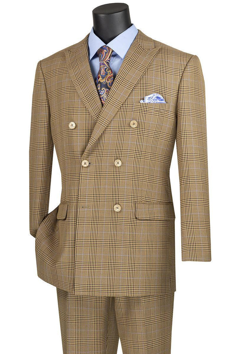 Mens Double Breasted Bold Windowpane Suit in Medium Grey main image 0