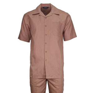 Mens Mocha Linen Shirt and Pants Casual Outfit Set