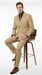 Mens Double Breasted Gangster Bold Pinstripe Suit in Camel