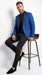 Men’s Blue 1 Button Blazer Jacket with Black Pants, Formal Party Wedding Dress Suit
