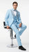 Men’s Baby Blue Prom Tuxedo with Vested Suit, Rhinestone Sequin Lapel and Matching Pants