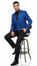 Men’s Royal Blue Indigo Paisley Prom Tuxedo Suit with Floral Jacket, Vest and Pants