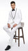 Men’s Waverly White 1 Button Shawl Tuxedo Jacket with Black Trim, Ike Evening Formal Blazer