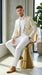 Men’s Off White and Gold Floral Paisley Tuxedo Blazer, Big and Tall Sparkling Formal Sport Coat