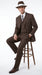 Men’s Brown Pinstripe Zoot Suit with 3 Button Jacket, Vest and Wide Leg Pants, 1920s Gangster Suit
