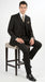 Men’s Black Three Button Poplin Suit with Classic Jacket and Pleated Pants, Formal Dress Suit