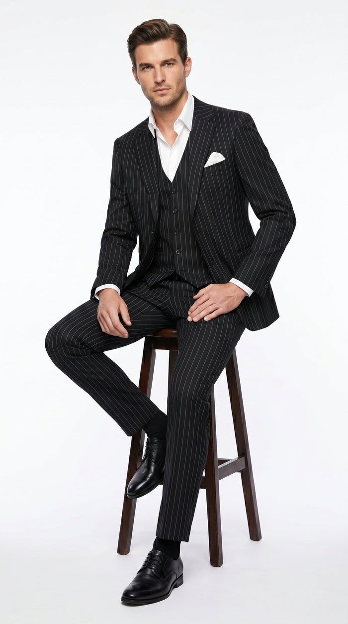 Men’s Black Scarface Inspired Suit with Classic Jacket and Pants, Formal Movie Style Dress Suit