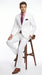 Men’s White Linen 2 Piece Suit with Two Button Jacket, Side Vents and Matching Pants