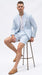 Men’s Light Blue Seersucker Suit with Shorts, Summer Mini Pinstripe Casual Dress Outfit