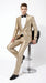 Men’s Champagne Tan Shiny Sharkskin 2 Button Suit, Formal Wedding Prom Dress Suit