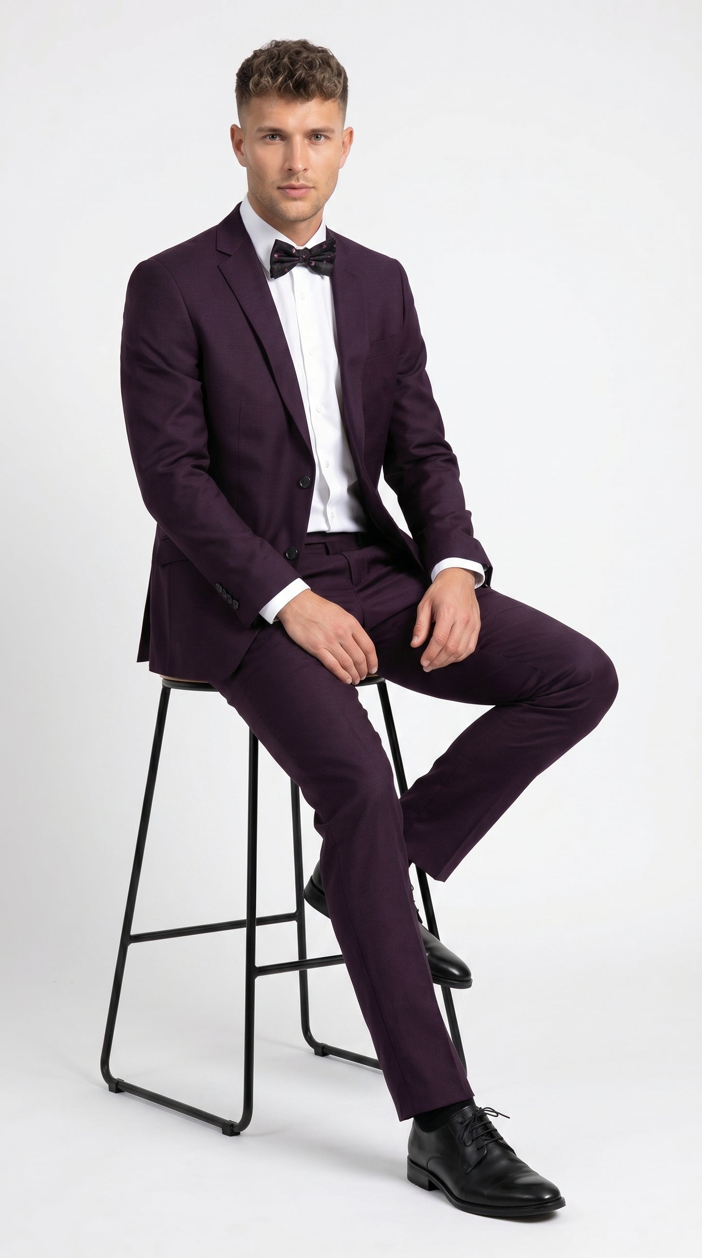 Men’s Plum Eggplant Dark Purple 2 Piece Suit, Formal Wedding Prom Dress Suit