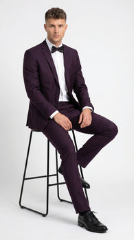 Men’s Plum Eggplant Dark Purple 2 Piece Suit, Formal Wedding Prom Dress Suit