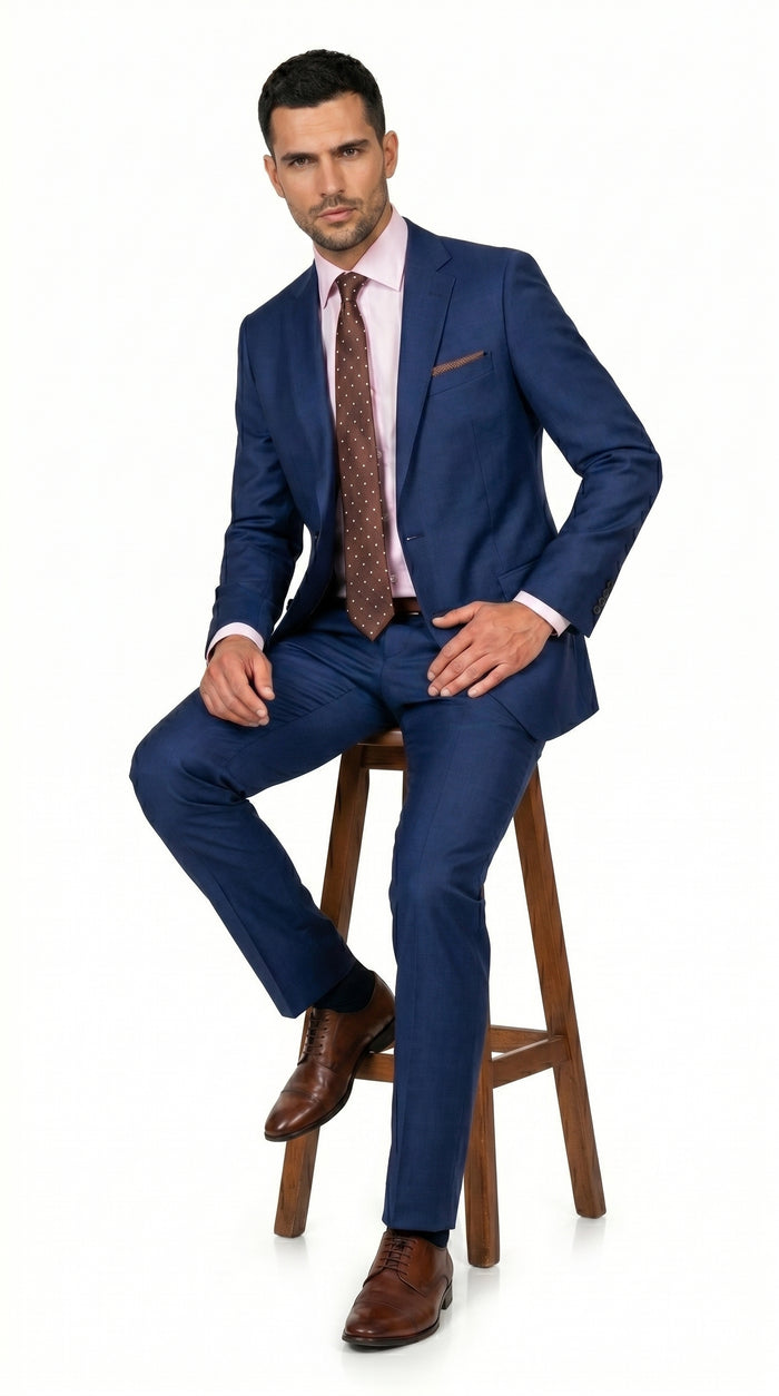 Men’s Ink Blue 2 Button Suit, Cobalt Midnight Blue Wedding and Business Dress Suit