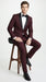 Men’s Maroon Slim Fit Tuxedo with Black Satin Lapel, Burgundy Wine Formal Prom Suit
