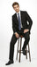 Men’s Black 2 Piece Slim Fit Business Suit with Wide Fish Cut Styling