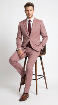 Men’s Mauve Salmon 2 Piece Suit, Formal Wedding Prom Dress Suit