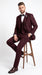 Men’s Burgundy Regular Fit Suit with Vest, Formal Wedding Prom Dress Suit