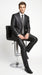 Men’s Vitali Black Sharkskin 2 Button Suit, Formal Wedding Business Dress Suit Set