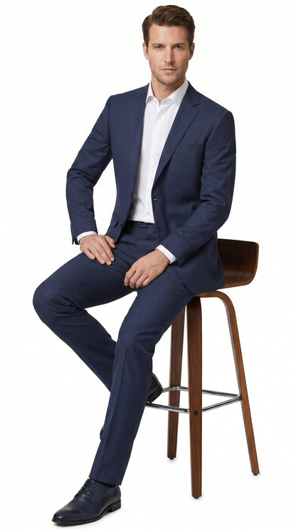 Tiglio Italian Suit - Real Wool Men’s Tiglio Novello Navy Blue Super 150’s Wool Suit, Italian Wool  Business Wedding Suit SetSuper 150's Novello Navy Blue ,Pure Wool Suit in Color Navy Blue Modern Fit